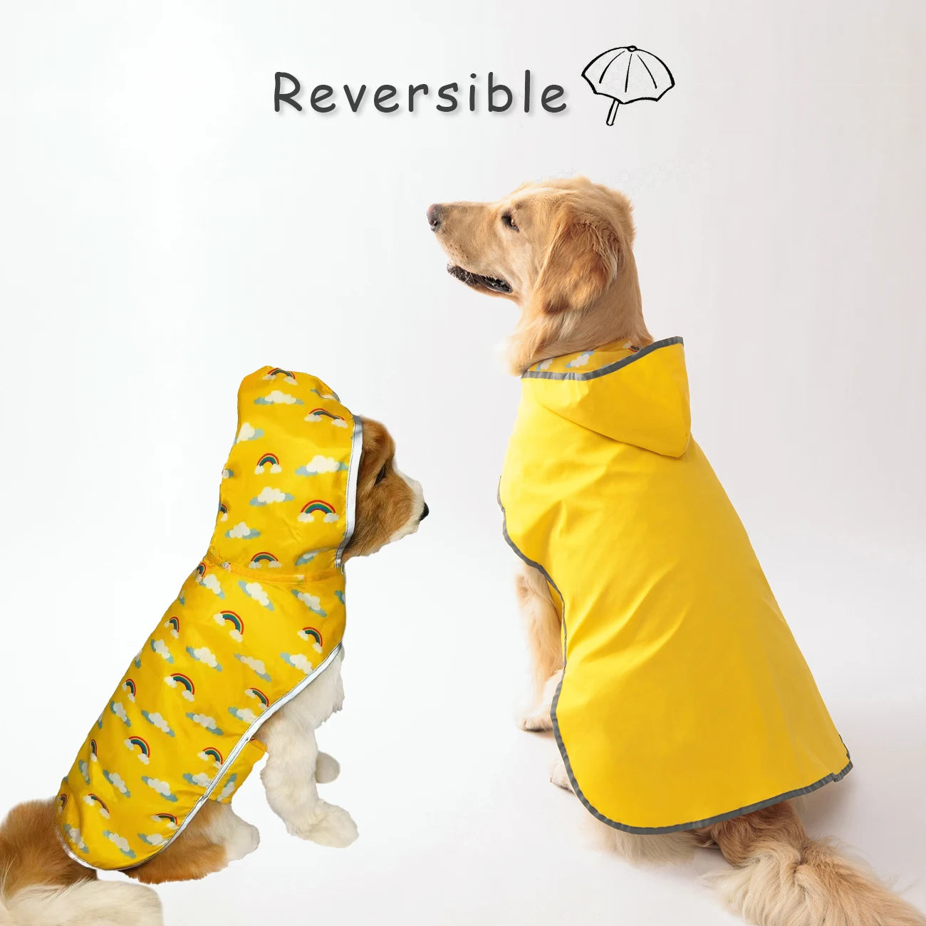 Pawlody™ Reversible Yellow Dog Raincoat: Waterproof & Stylish